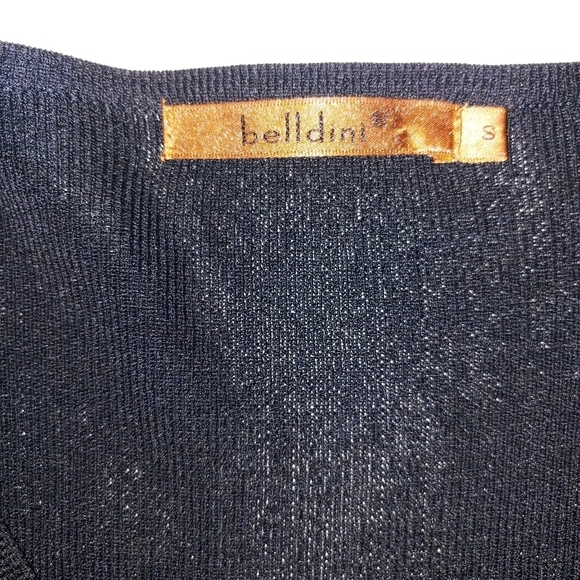 Belldini Black Rhinestone Bling V-neck Top S - Picture 6 of 7